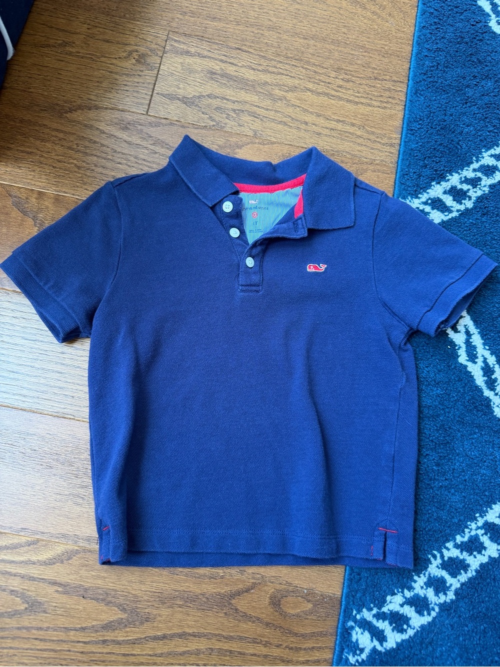 Vineyard Vines Boys Navy Polo with Red Whale Accent
